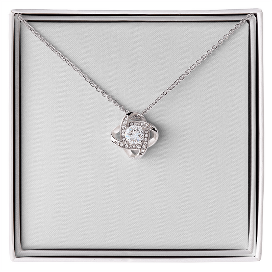 Elegant Love Knot Necklace - Yellow & White Gold, Personalized Gift for Her, Anniversary Jewelry